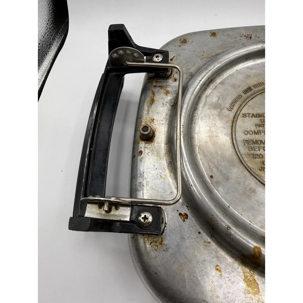 Vtg Sears Electric Stainless Steel Fry Pan w/ Broiler‎ Lid, Power Adapter & Rack